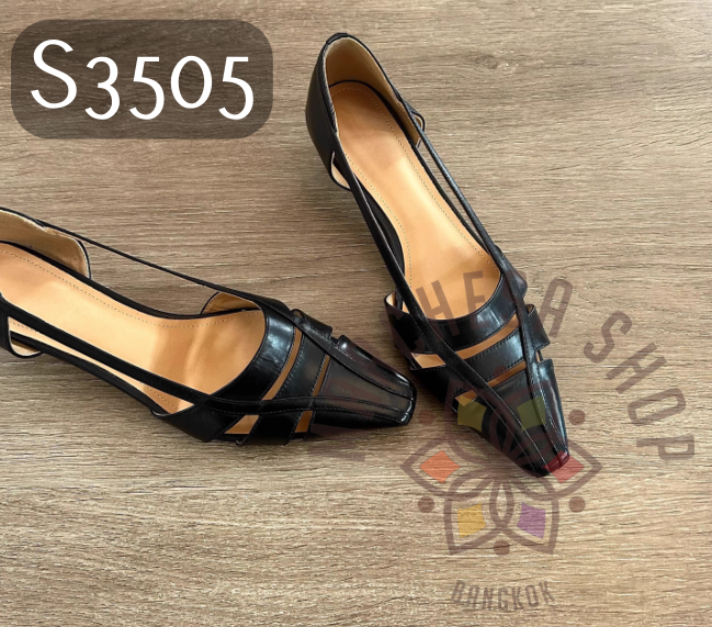 S3505 - 頭層小羊皮中空搭帶低踭鞋