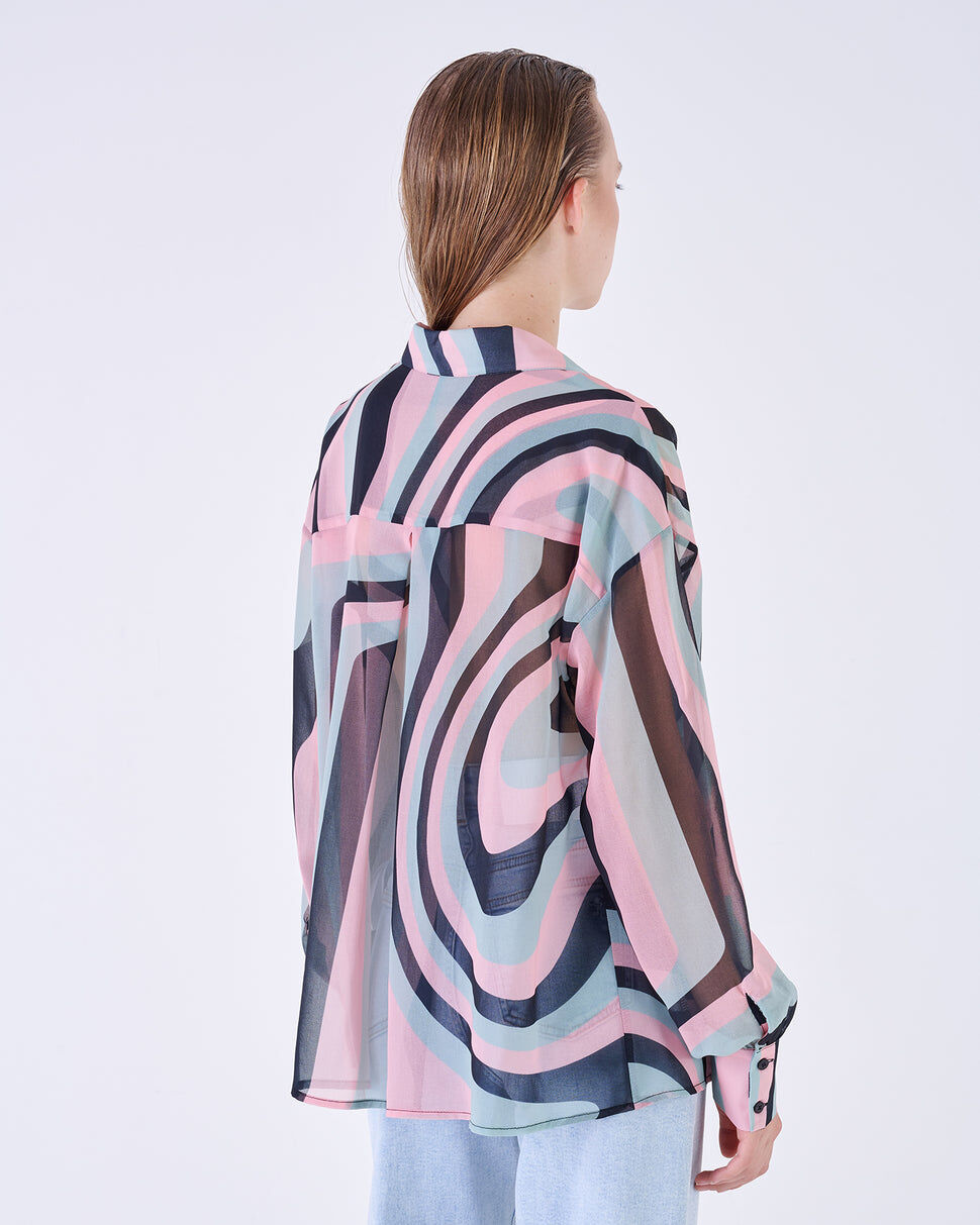 【Silvian Heach】幾何條紋長袖襯衫