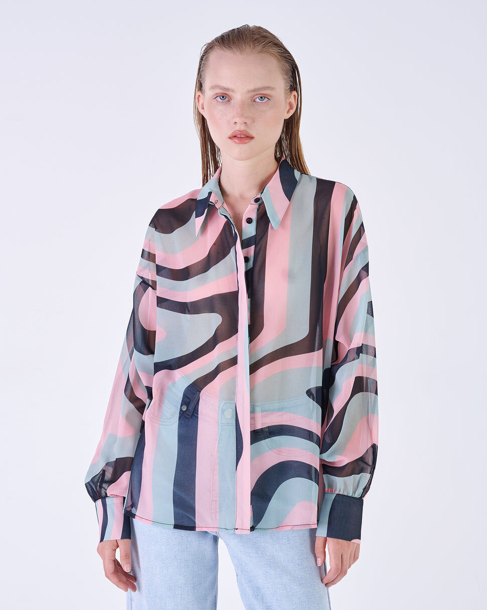 【Silvian Heach】幾何條紋長袖襯衫