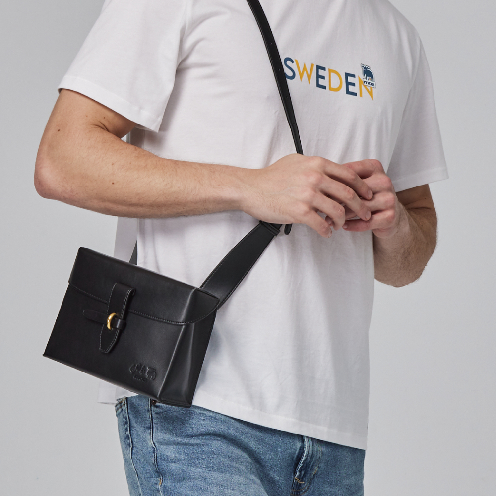 moz瑞典 駝鹿 防潑水 皮革牛奶盒(黑)