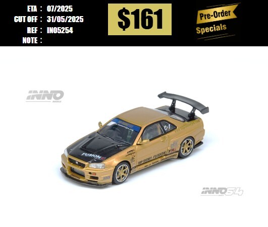 PO-$161 * INNO64 * 1:64 TOP SECRET R34 GT-R Gold [OD25/05]