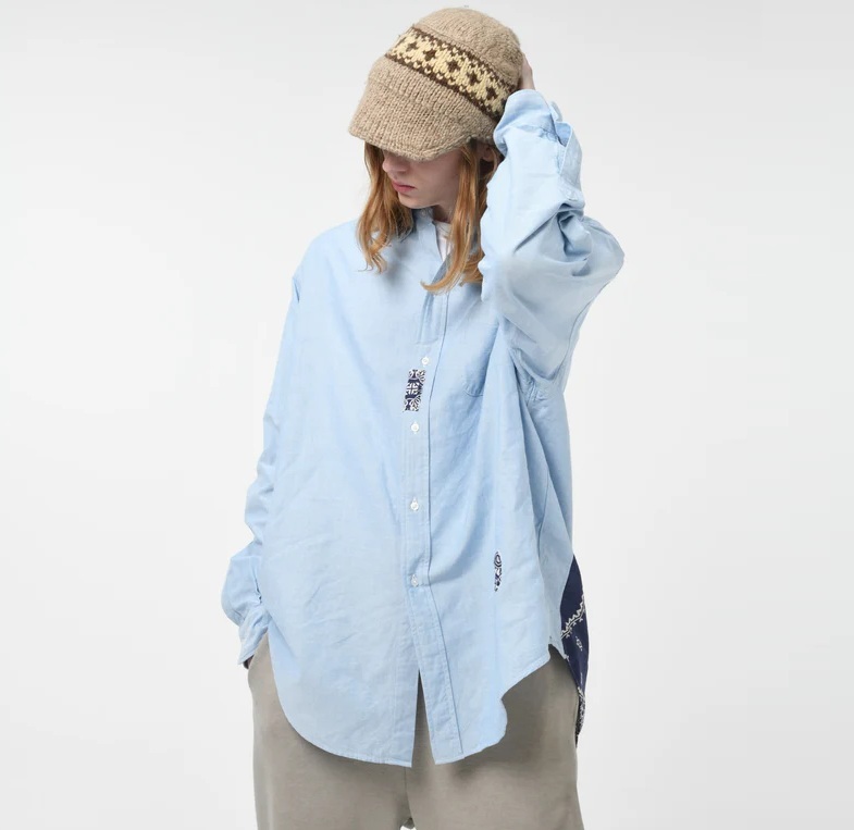 BOWWOW OXFORD BD SHIRTS BANDANNA REPAIRED - BLUE IN STOCK NOW (現貨發售中)