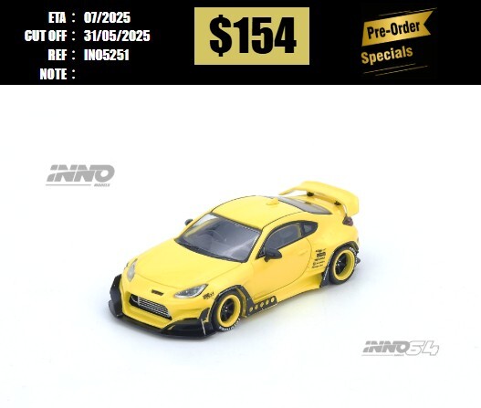 PO-$154 * INNO64 * 1:64 TOYOTA GR86 "PANDEM" Yellow [OD25/05]
