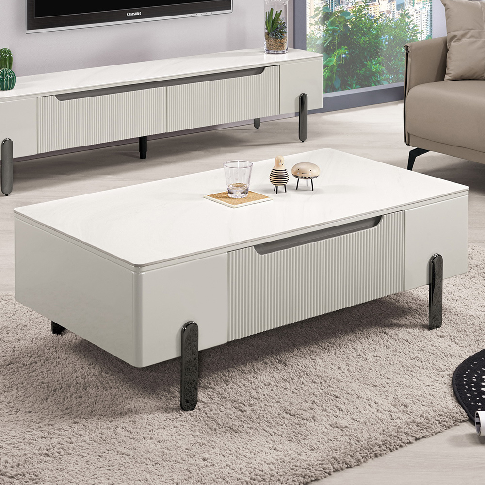 麗娜4.3尺二抽岩板造型大茶几