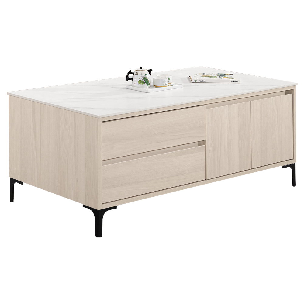 巴拉4尺二抽四門岩板大茶几