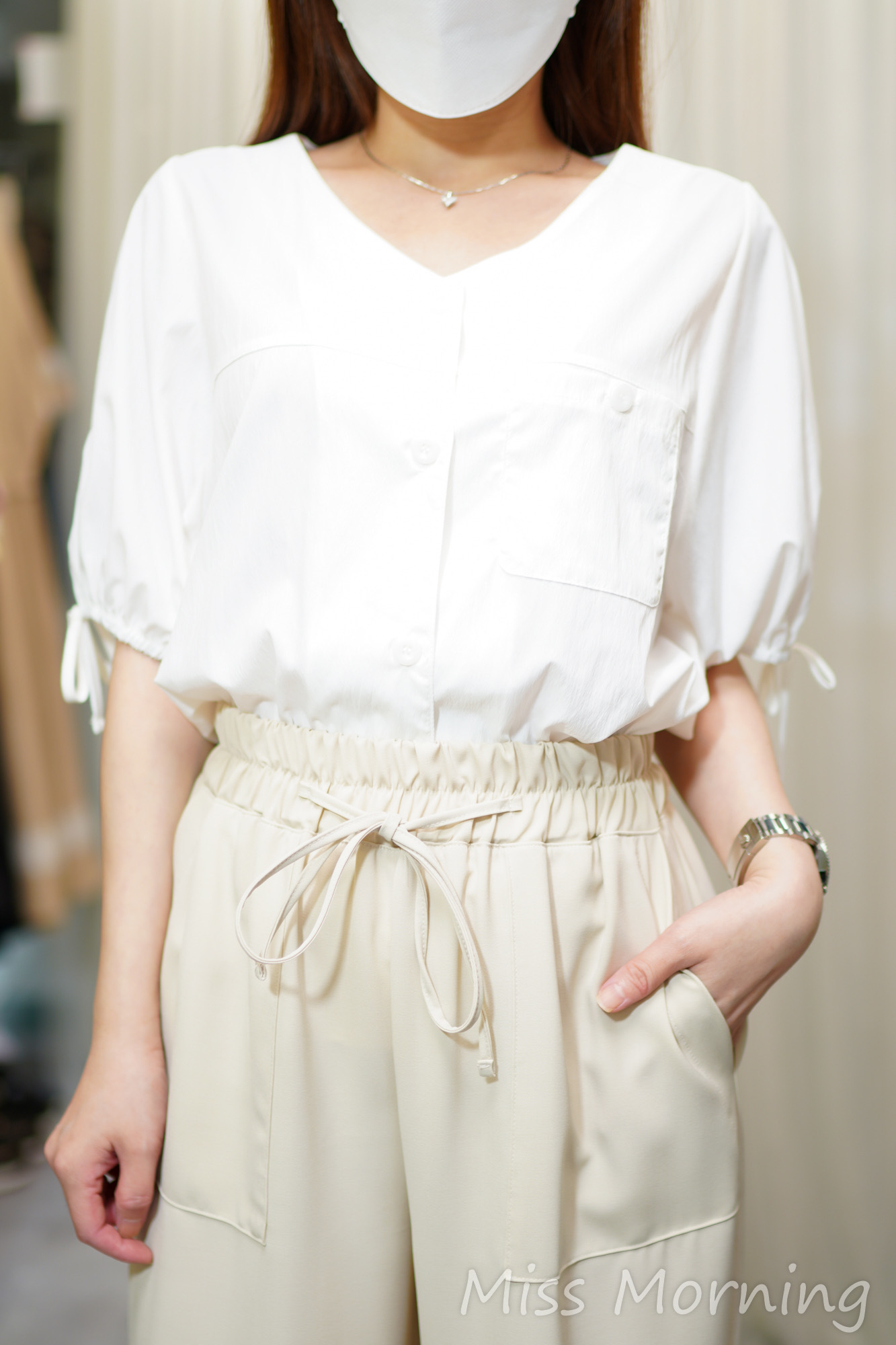 簡約風衣料上衣(14612)