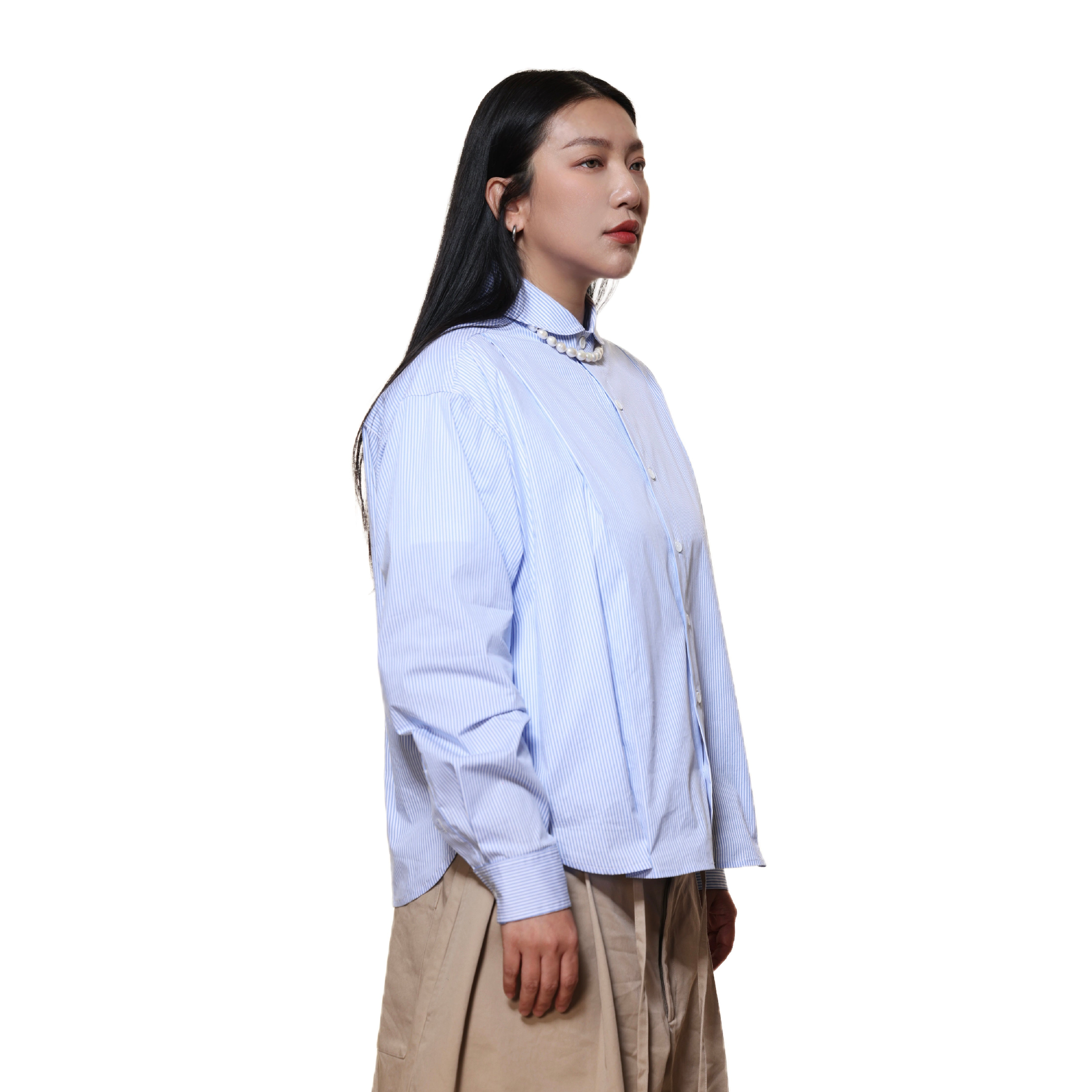 6cRAyon Cropped Oxford Shirt 短版 牛津 條紋長袖襯衫