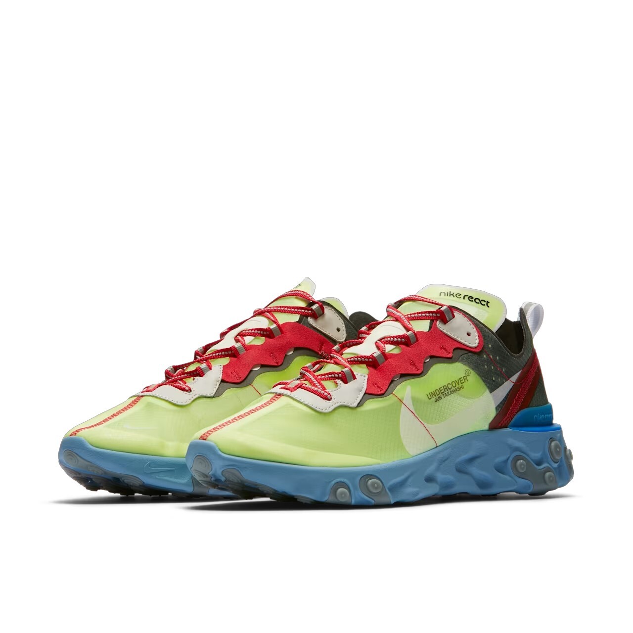 Undercover x Nike React Element 87 螢光藍綠 半透明 BQ2718-700