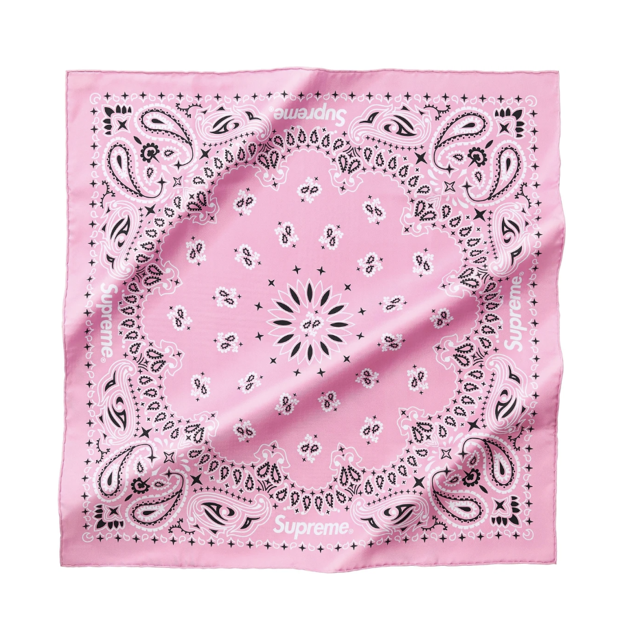 -(C03)-SUPREME SILK BANDANA 變形蟲 絲巾 方巾 頭巾 黑色/紅色/藍色/粉色-SS25A80