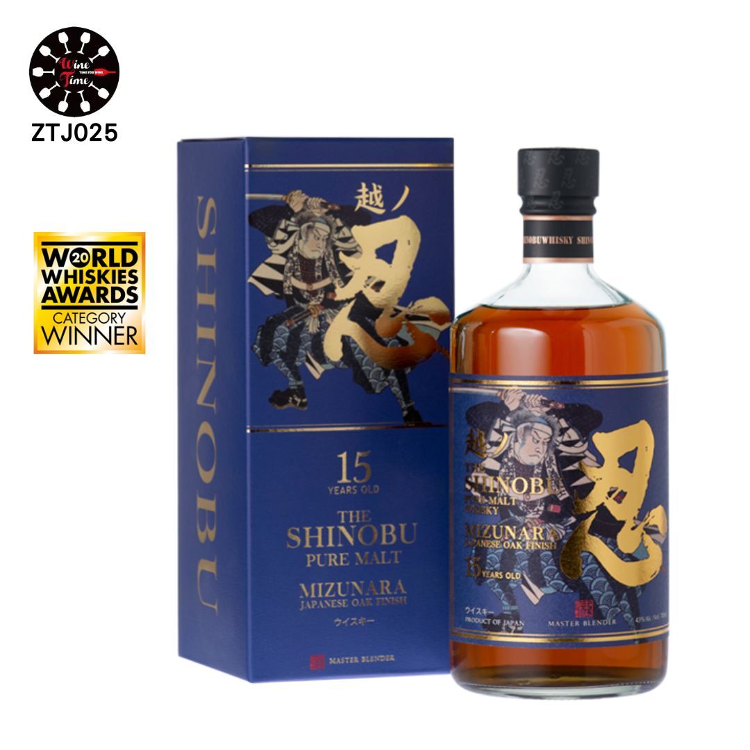 Shinobu 忍 Pure Malt Whisky 15 Years Mizunara Oak Finish 15年 純麥水楢桶熟成威士忌 700ml (藍盒武士標)