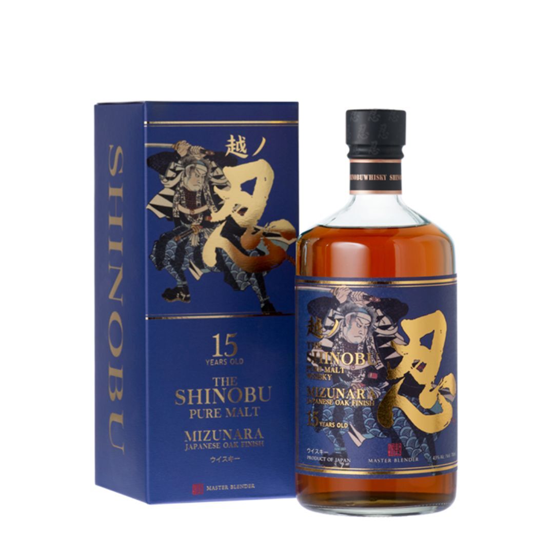 Shinobu 忍 Pure Malt Whisky 15 Years Mizunara Oak Finish 15年 純麥水楢桶熟成威士忌 700ml (藍盒武士標)