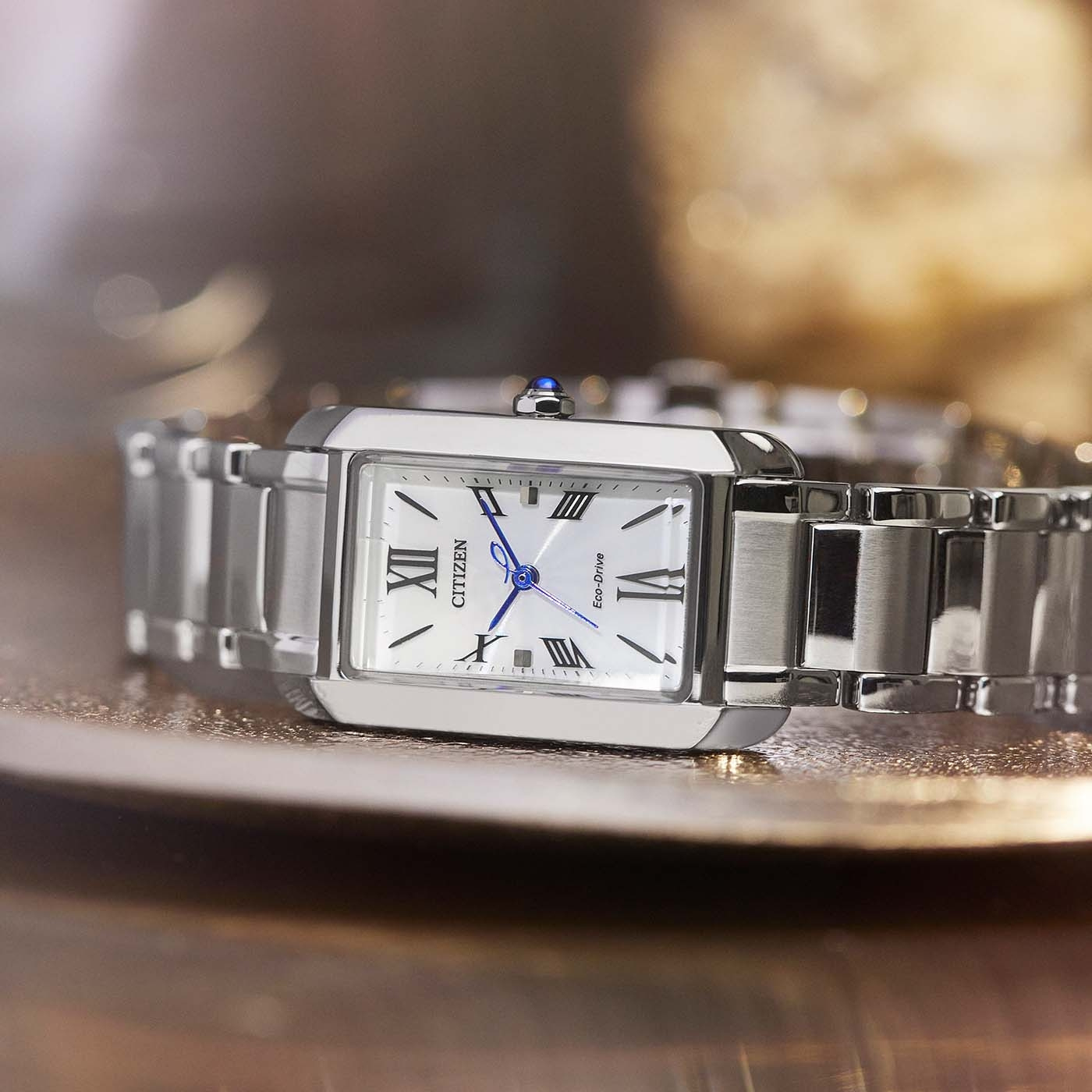 萬年鐘錶 - Citizen 星辰錶 L系列  羅馬時尚光動能方形女錶  EW5620-55A  錶徑19.5MM