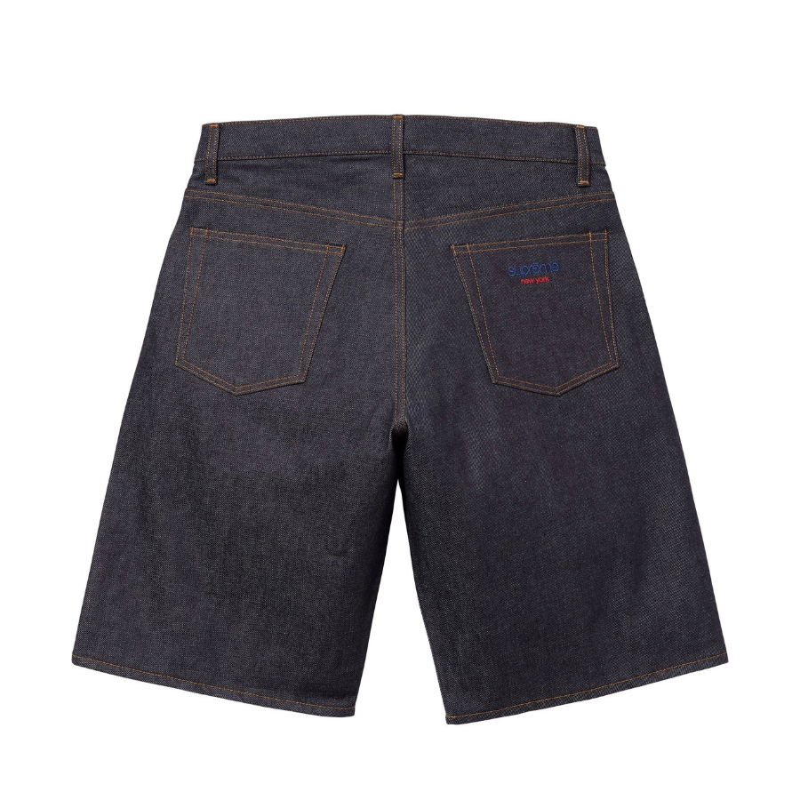 -(B3b05)-SUPREME RIGID BAGGY SELVEDGE DENIM SHORT 刺繡 單寧 五分 短褲-SS25SH19