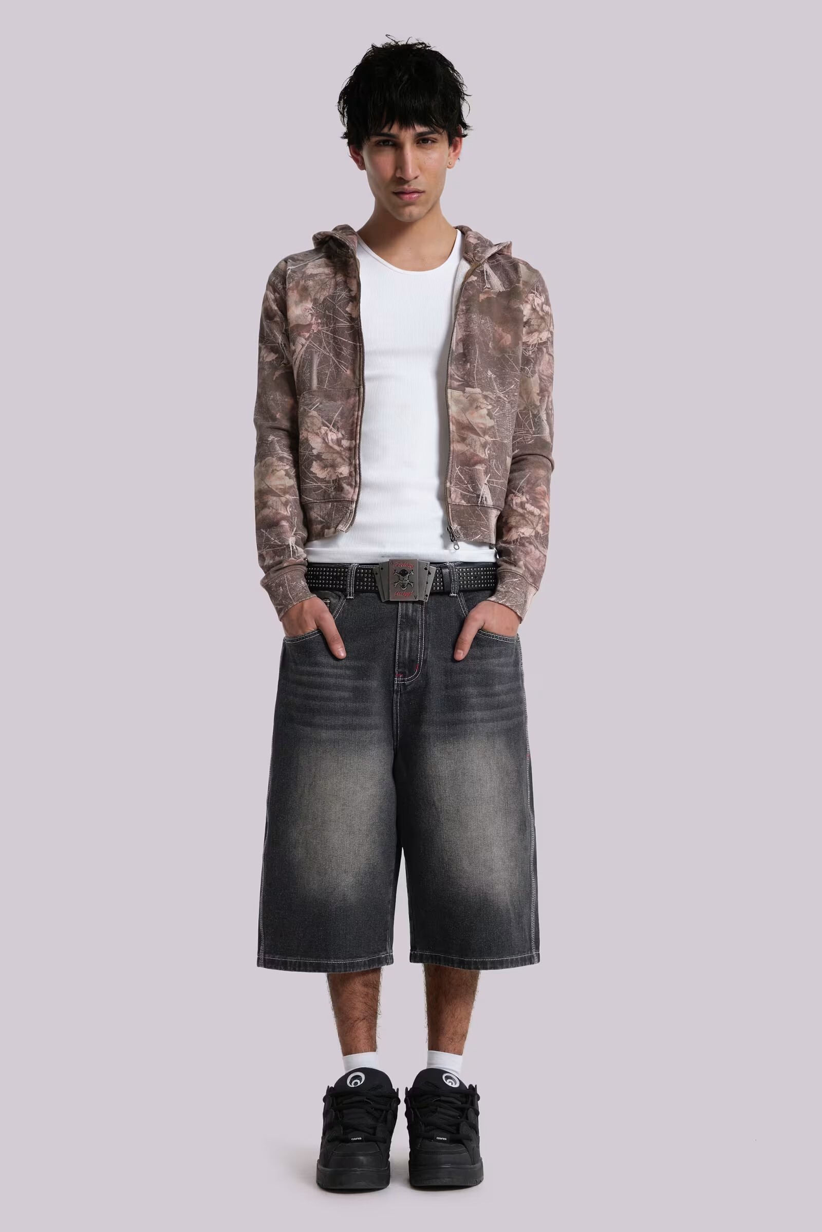 Jaded London / WASHED BLACK JUMBO JORTS