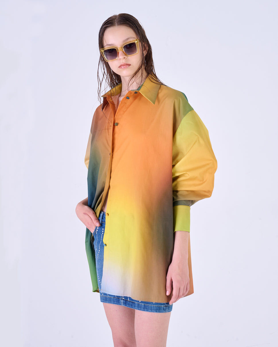 【Silvian Heach】渲染色寬版長袖襯衫