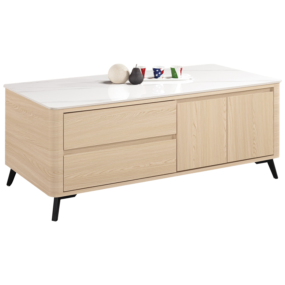 恩洛4尺四門二抽岩板大茶几