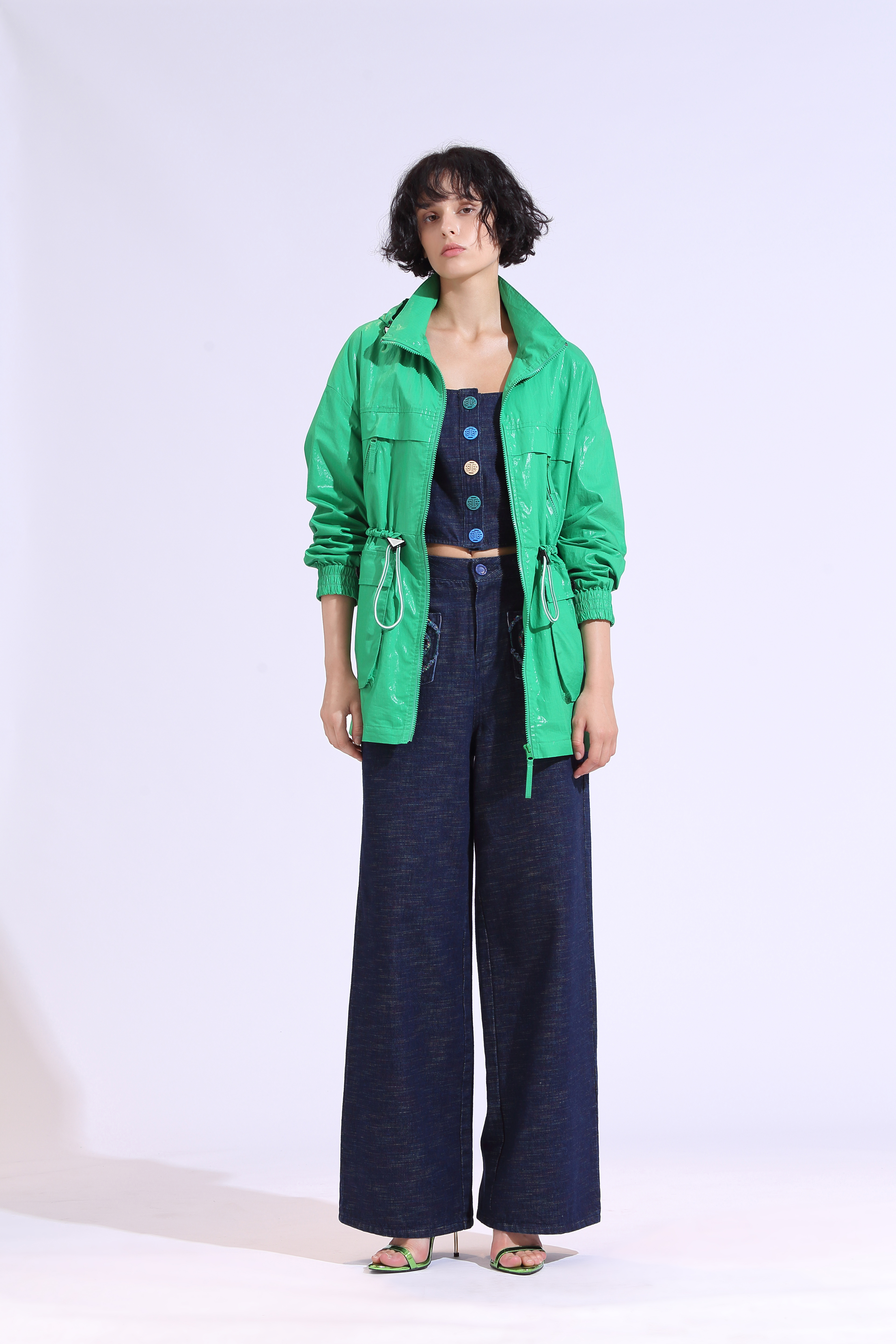 BE10003F1 七彩牛仔方領短馬甲