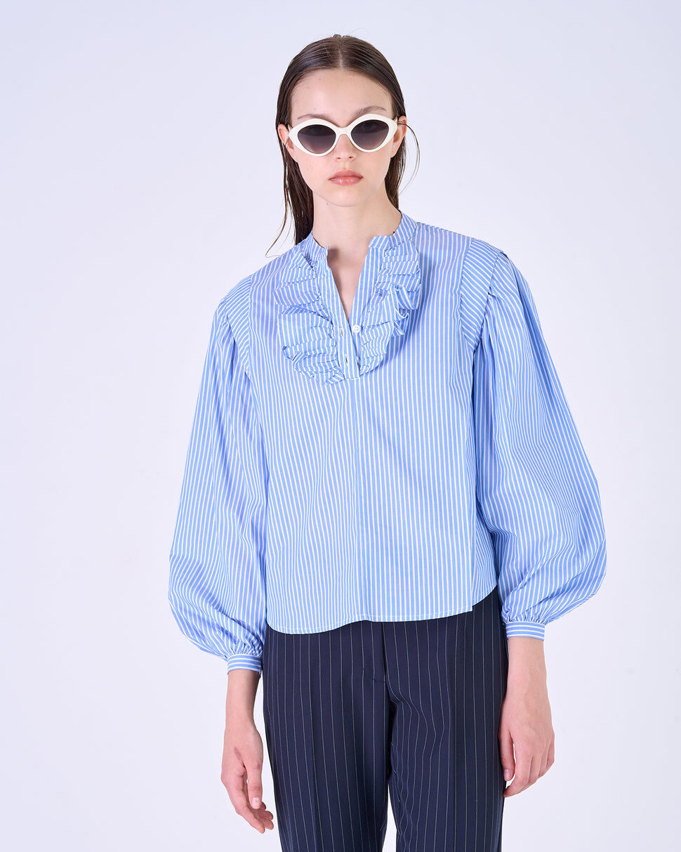 【Silvian Heach】個性拋袖無領襯衫