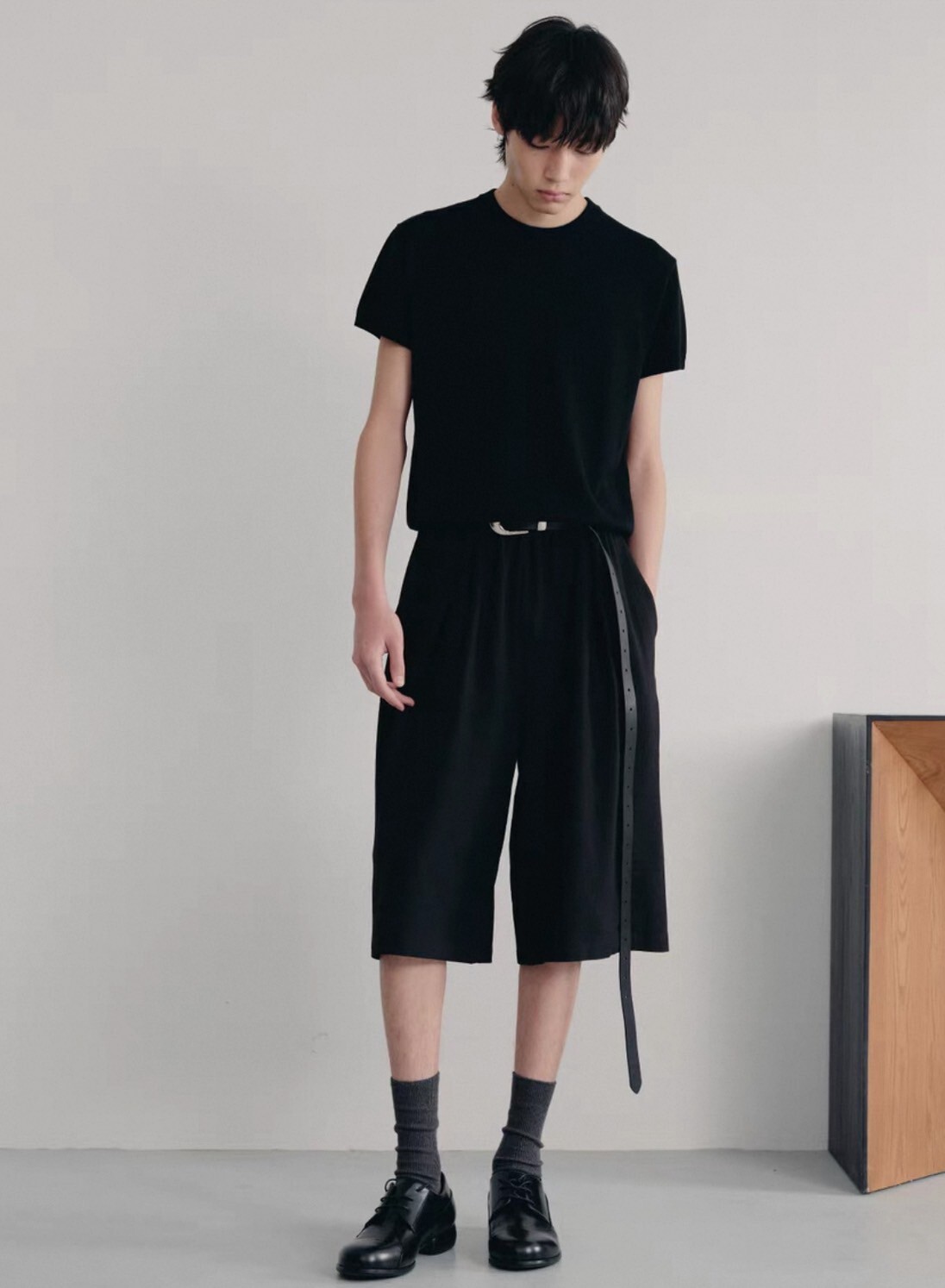 JCA 簡約 綿羊毛 防縮 收口 螺紋 線條 #短袖