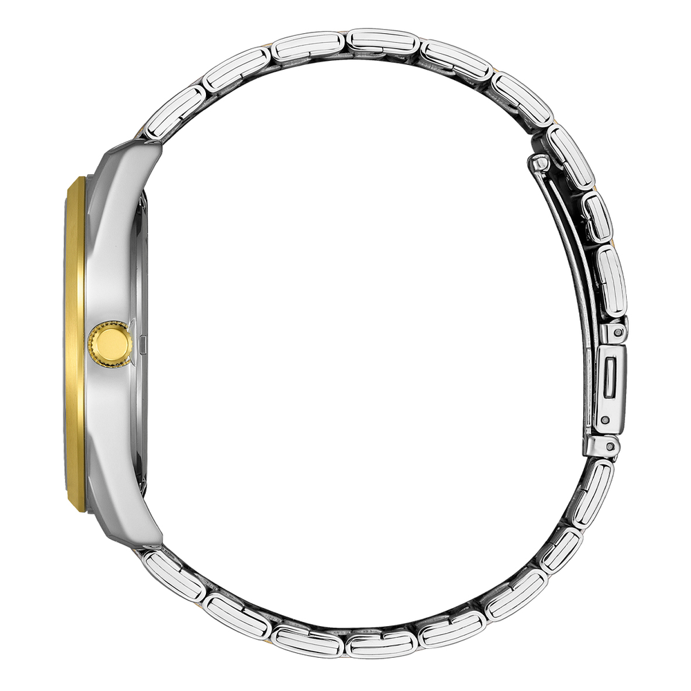 萬年鐘錶 - Citizen 星辰錶  石英機芯  紳士款銀面金框石英不鏽鋼男錶 BI1036-57A  錶徑42MM