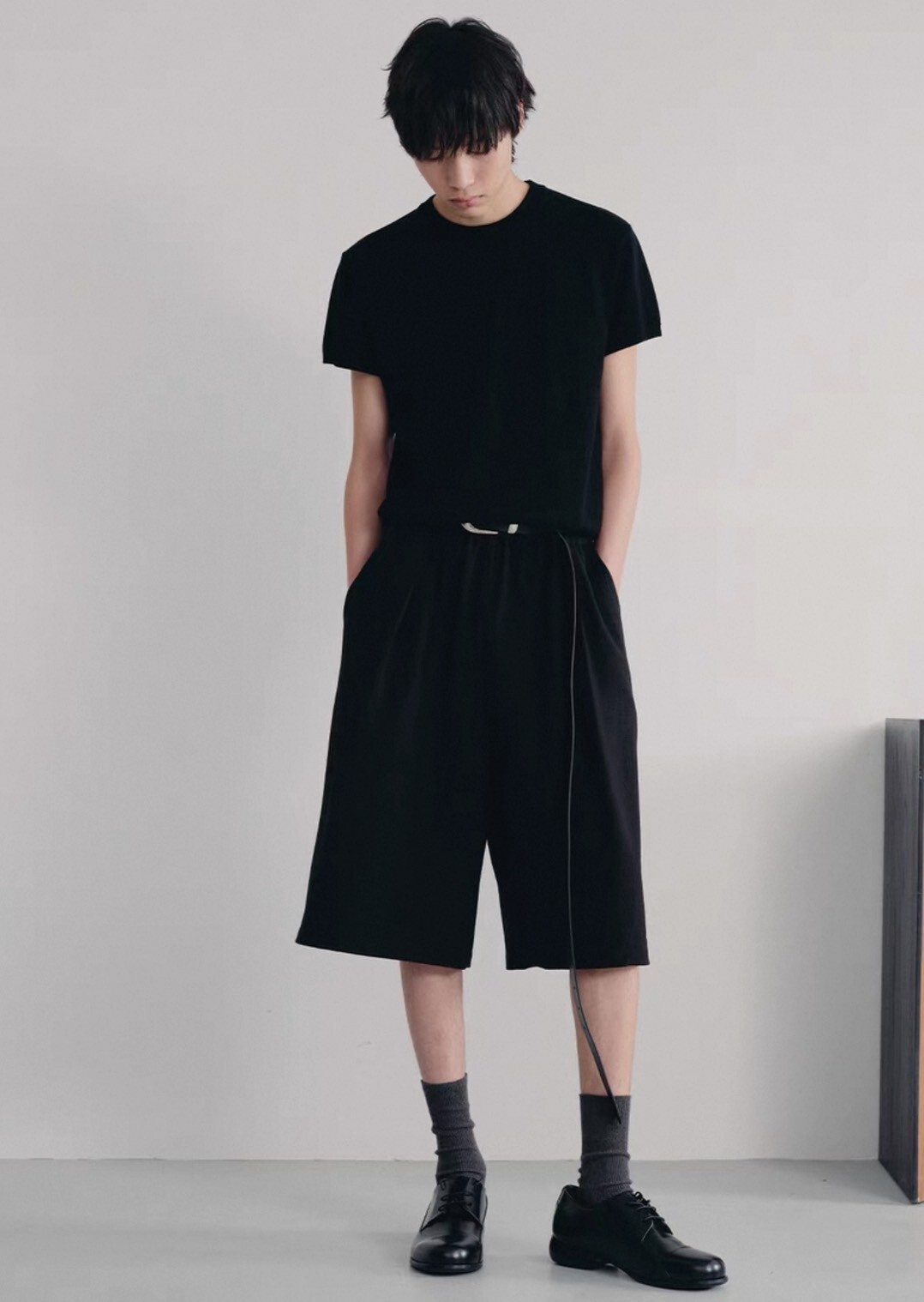 JCA 泡泡摺 小格紋 打褶褲 舒適 短褲 #七分褲