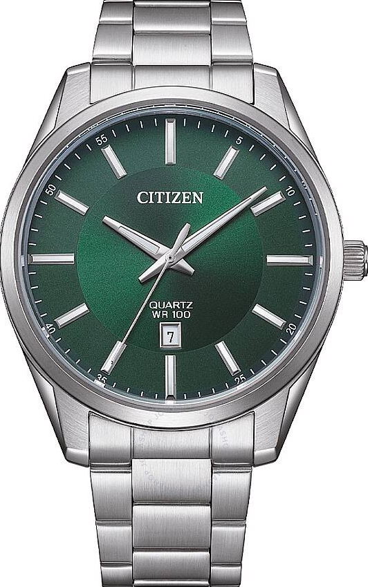 萬年鐘錶 - Citizen 星辰錶  石英機芯  紳士款綠面石英不鏽鋼男錶 BI1031-51Z  錶徑42MM