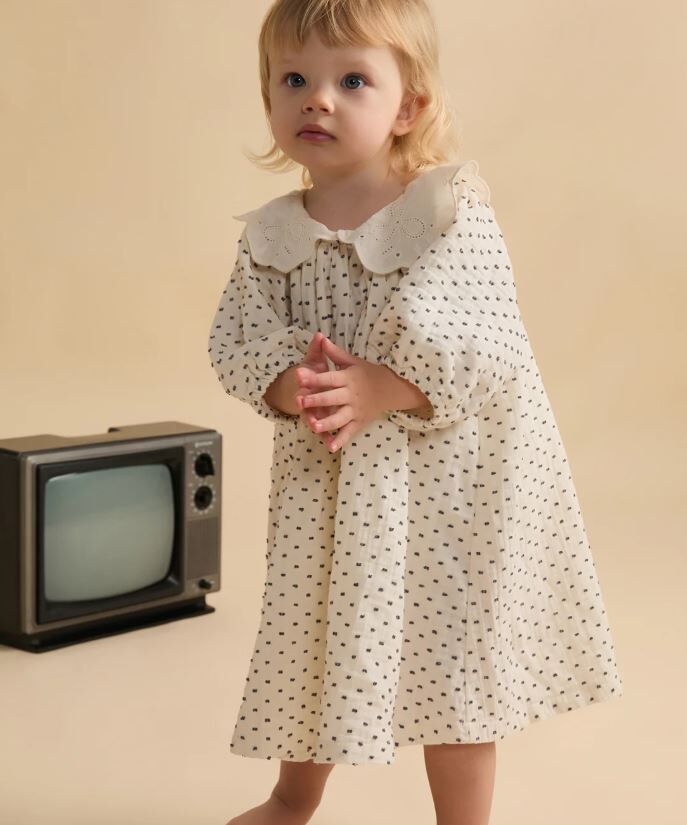 MINIMOM 花瓣領點點洋裝 Frances Dress-cream