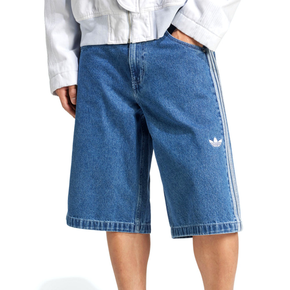 Adidas Firebird Short 男款 藍色 牛仔 單寧 運動 休閒 口袋 三葉草 短褲 JC6235