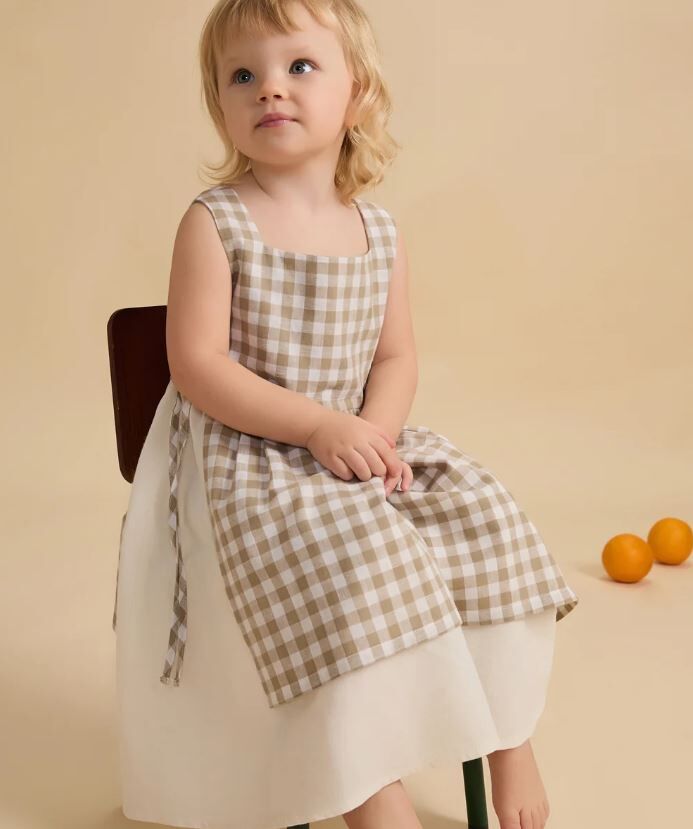 MINIMOM 格紋圍裙洋裝 Amy Dress - Beige