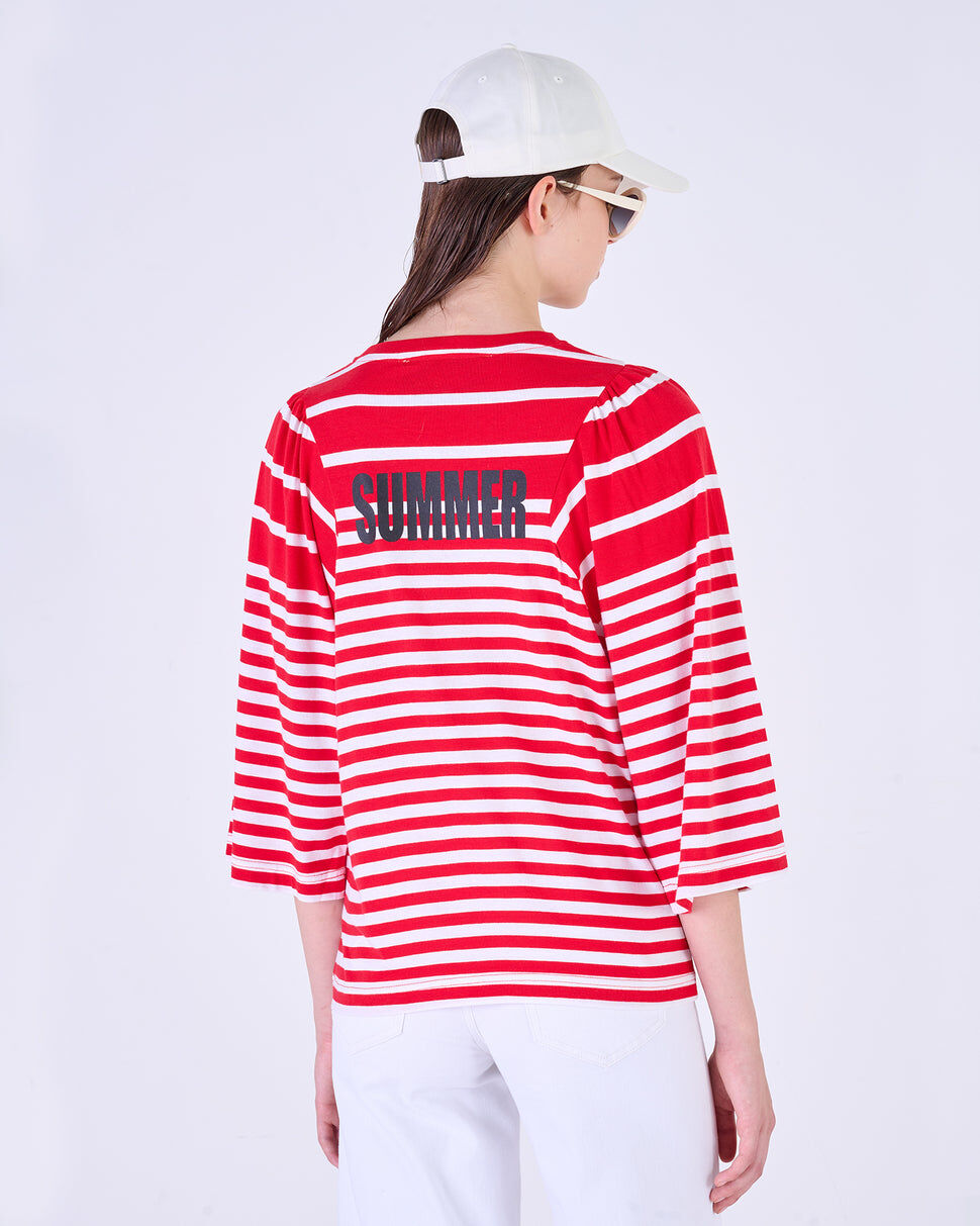 【Silvian Heach】條紋七分袖上衣