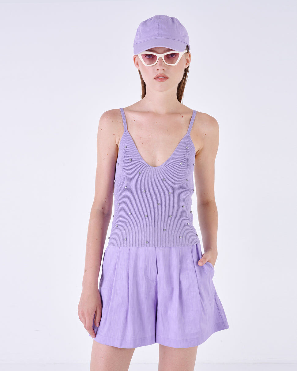 【Silvian Heach】鑽石坑條細肩背心