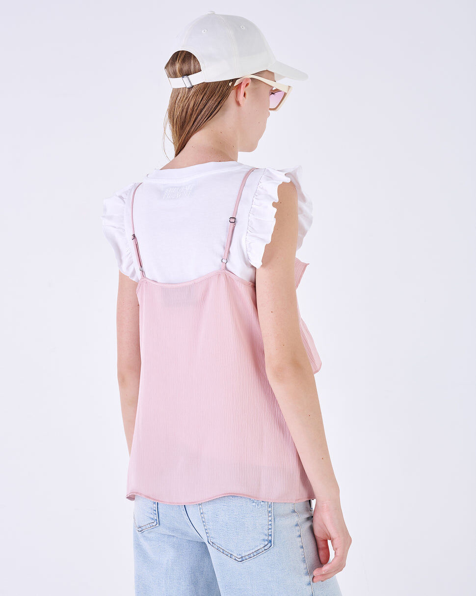 【Silvian Heach】荷葉邊細肩上衣