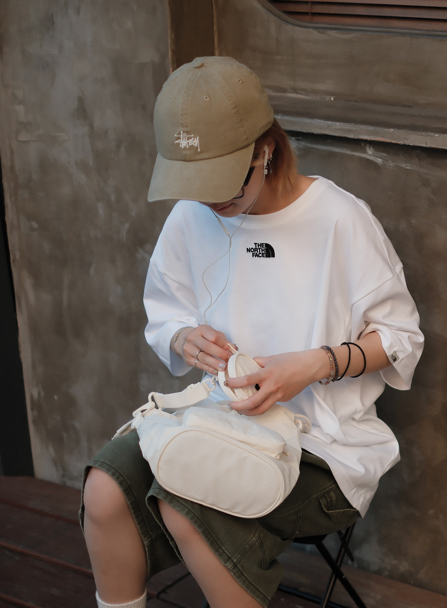 🎱The North Face White label 刺繡Logo Tee