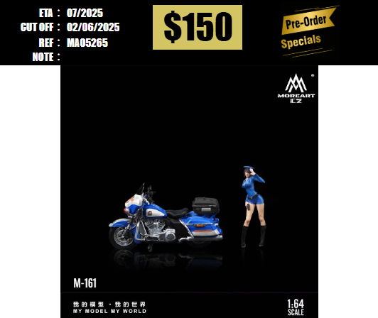 PO-$150 * MOREART * 1:64 FIGURE-HARLEY MOTORCYCLE DOLL(MO222161) [OD26/05]