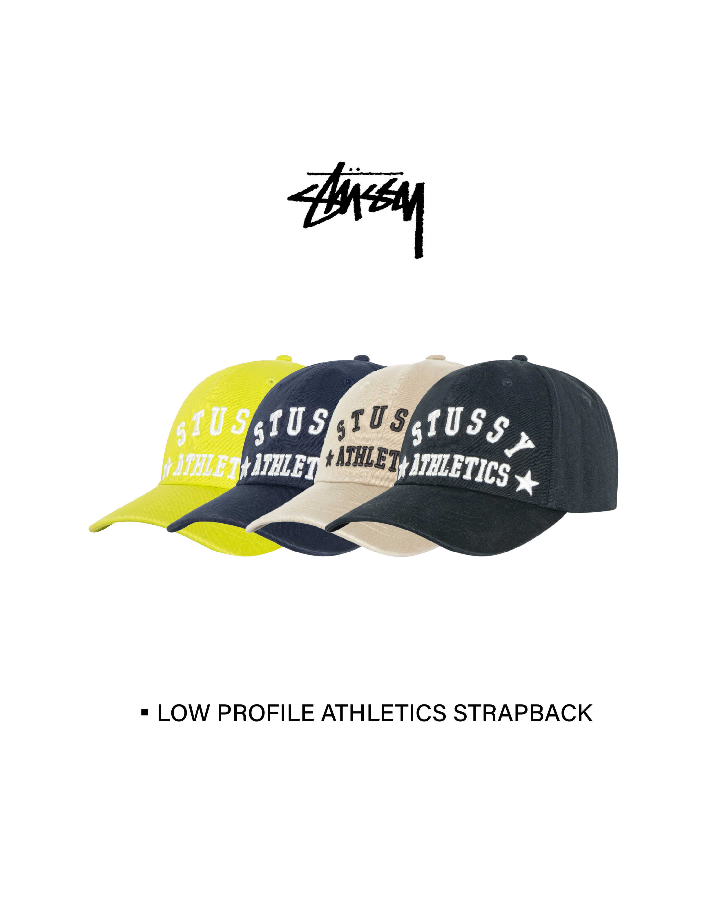 代購】STUSSY LOW PROFILE ATHLETICS STRAPBACK 刺繡老帽3色