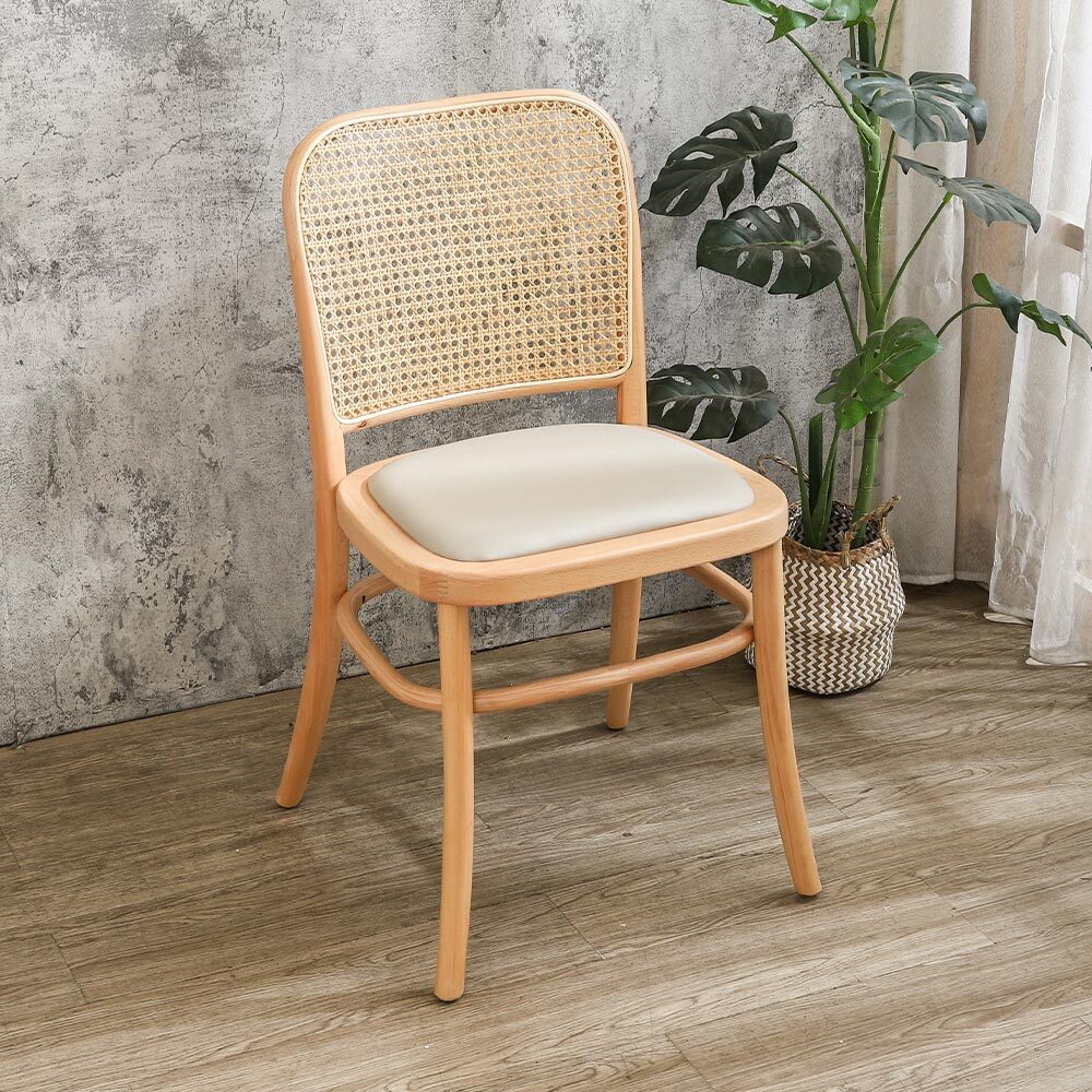 達姆皮革復古藤編造型實木餐椅/單椅/休閒椅/洽談椅/商業椅