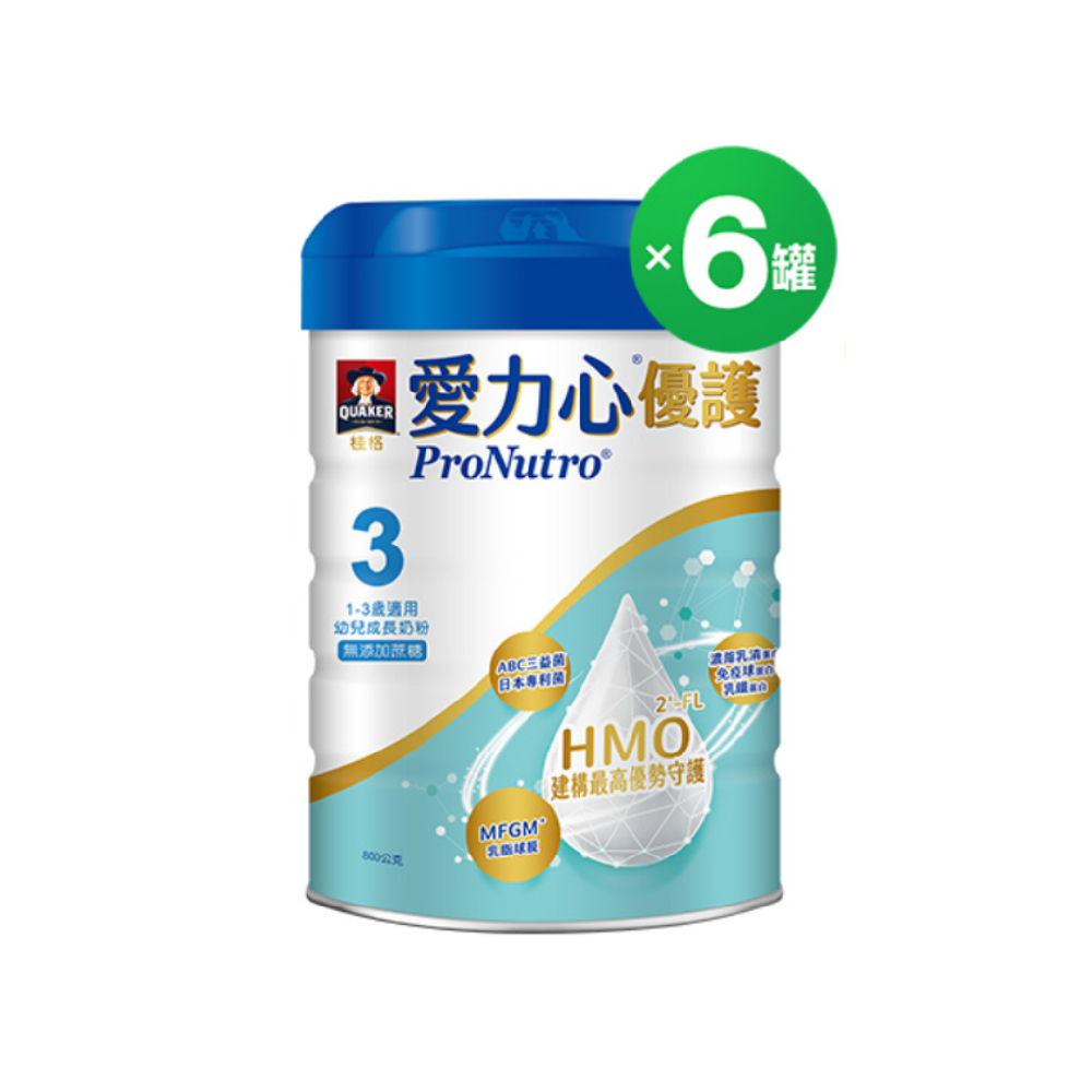 (下單折$612 再送600元)桂格愛力心優護3號幼兒成長奶粉６罐組800g(箱)【輸碼再88折，再送600元超商商品卡，折後$4488】