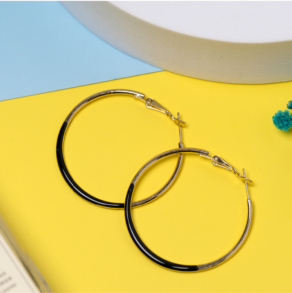 黑色金邊優雅耳環