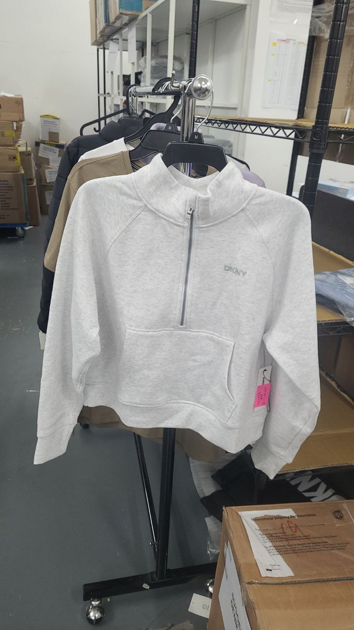 [S] DKNY GRAY DP5T9993 SPORT WOMEN'S PUFF-LOGO LONG-SLEEVE SWEATSHIRT, 755403078353 (SD1379)