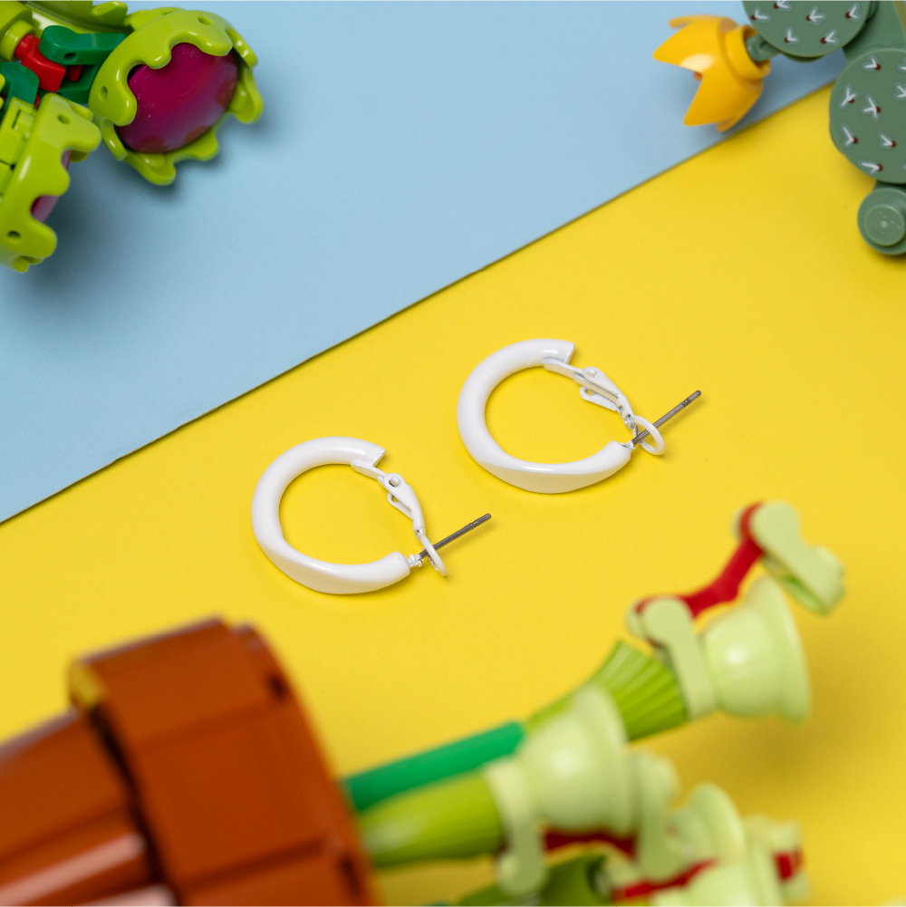 白色馬卡龍耳環