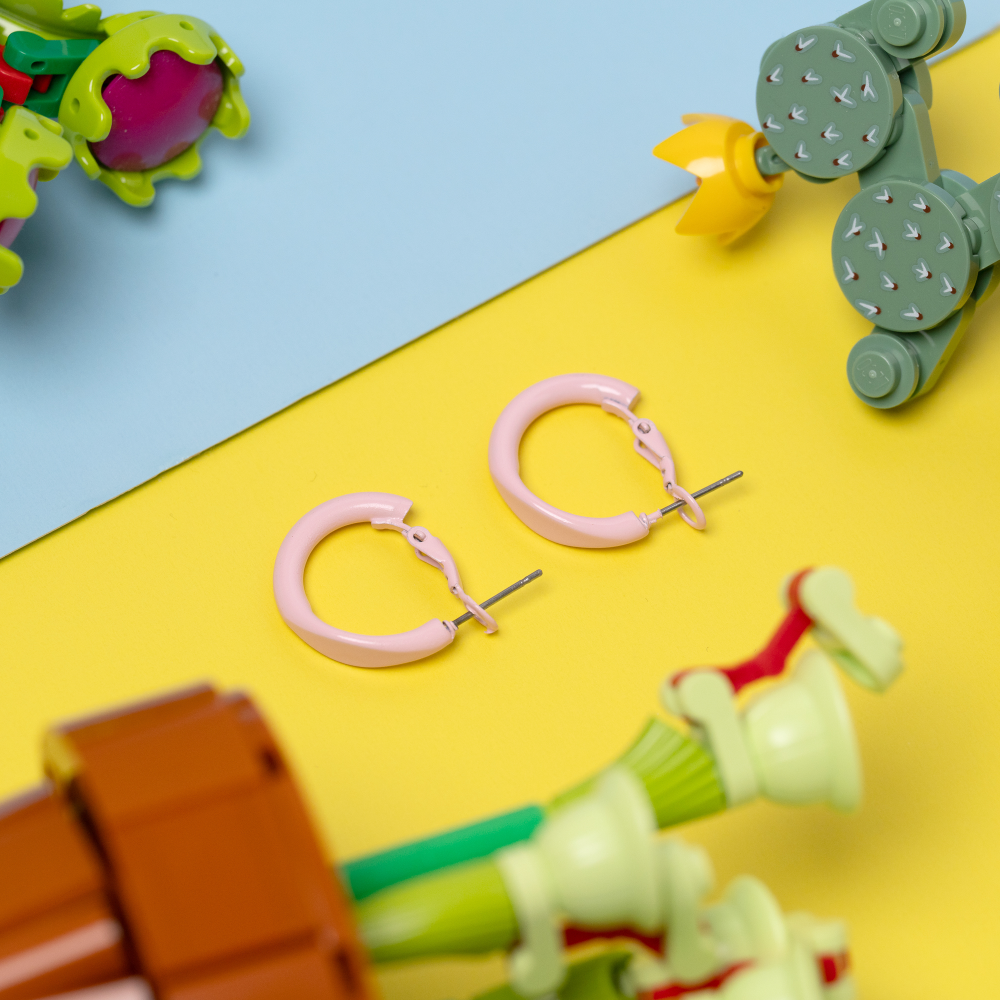 粉色馬卡龍耳環