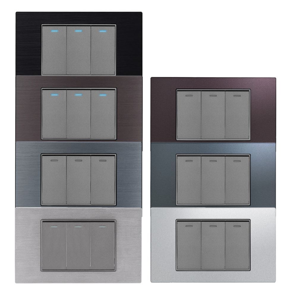 金屬質感磁吸面板|LED開關(1~3開)|台灣及國際安全認證|易智快充