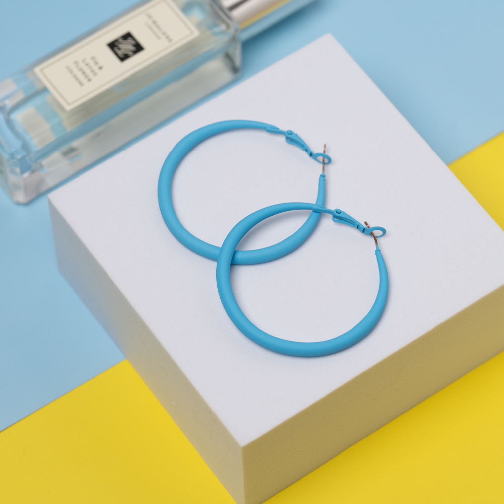 藍色馬卡龍大耳環