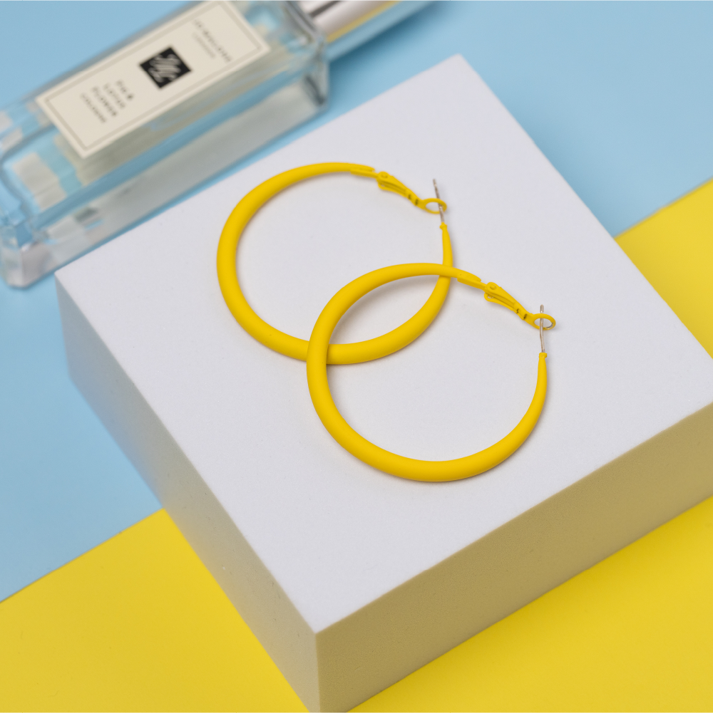 黃色馬卡龍大耳環