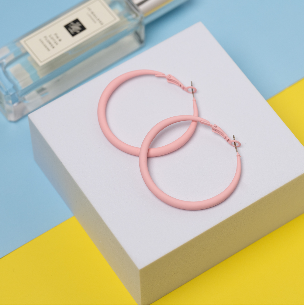 粉色馬卡龍大耳環