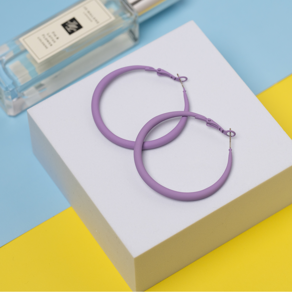 紫色馬卡龍大耳環