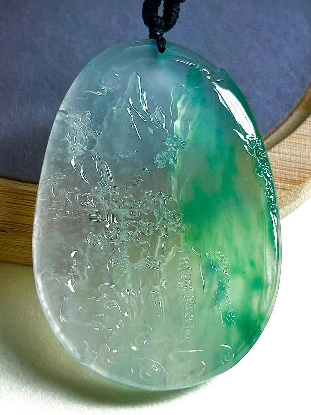 翡翠山水牌,天然翡翠A玉, 緬甸玉, Jade, Jadeite