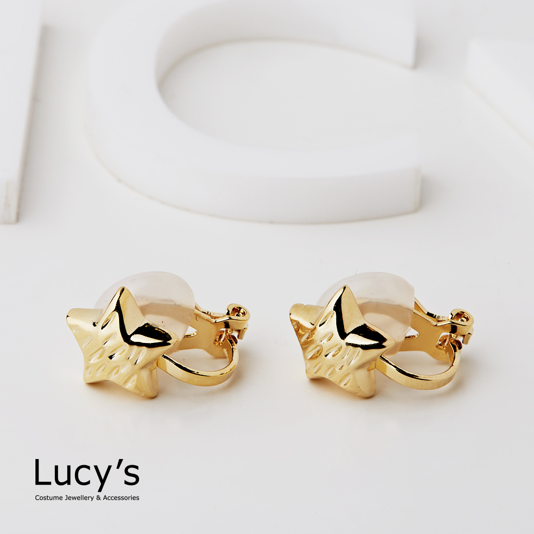 星映光紋 夾式耳環 (二色) (122438/122439)