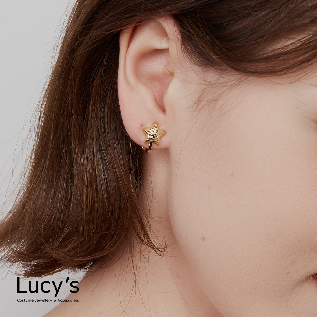 星映光紋 夾式耳環 (二色) (122438/122439)