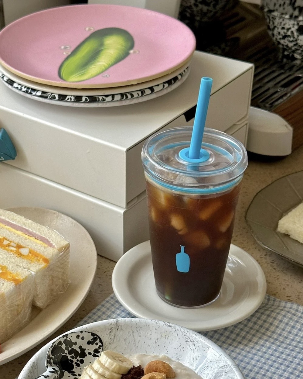 <環保又時髦✨>Blue Bottle Coffee 藍瓶 質感 透明 冷水杯 吸管杯 大 小